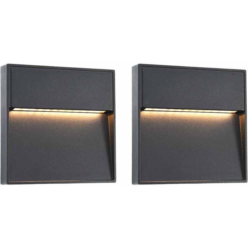 

vidaXL Lámparas LED de pared para jardín 2 unidades cuadrada negra 3 W - Negro