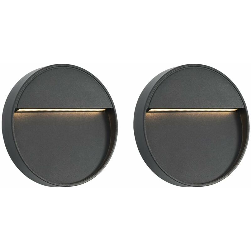 

Lamparas LED de pared para jardin 2 unidades redonda negra 3 W