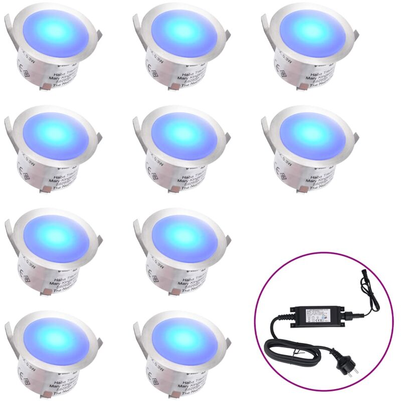 

Lámparas LED de suelo 10 unidades azul