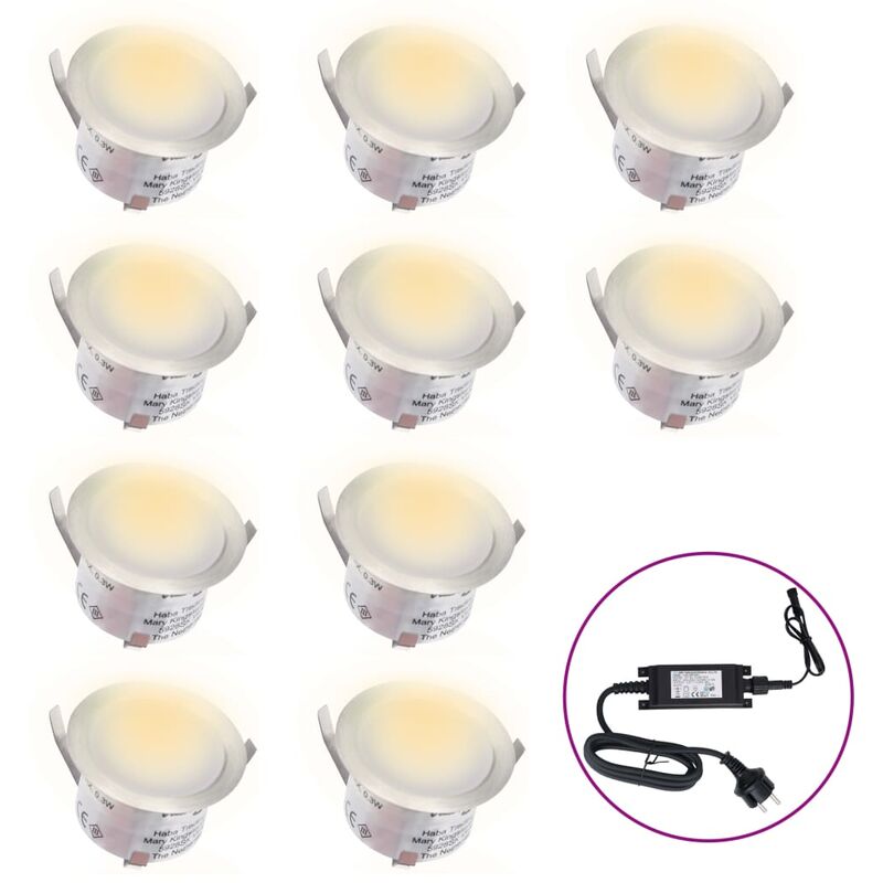 

Lámparas LED de suelo 10 unidades blanco cálido