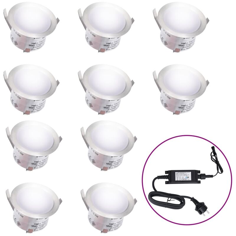 

Lámparas LED de suelo 10 unidades blanco frio