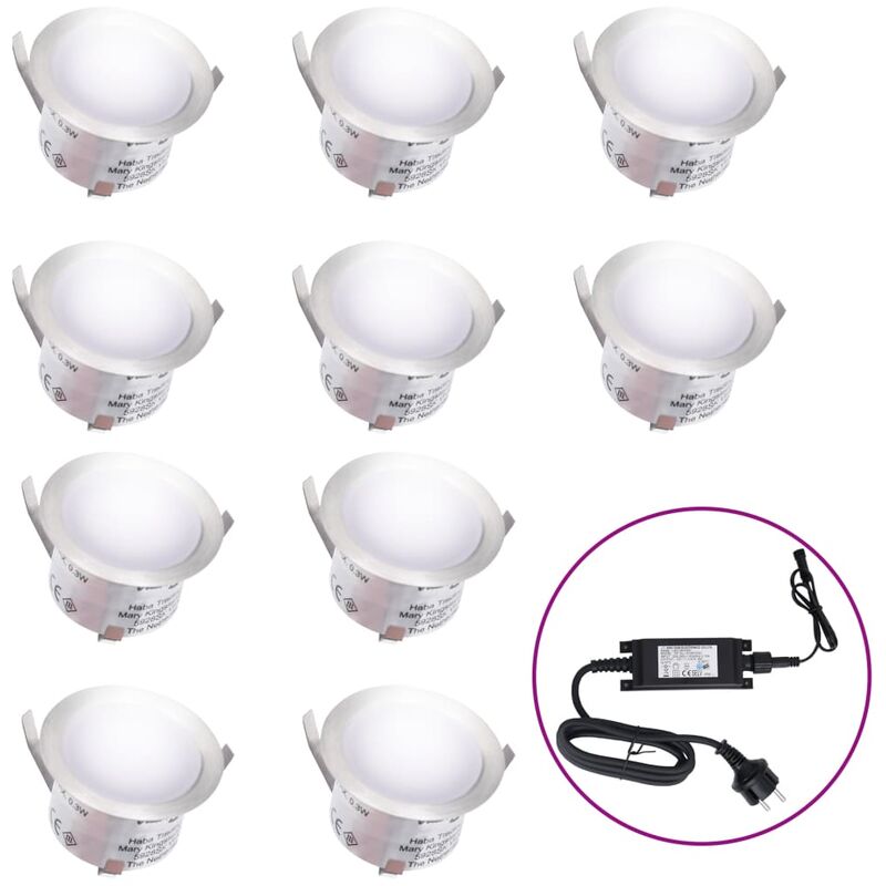 

Lámparas LED de suelo 10 unidades blanco frio