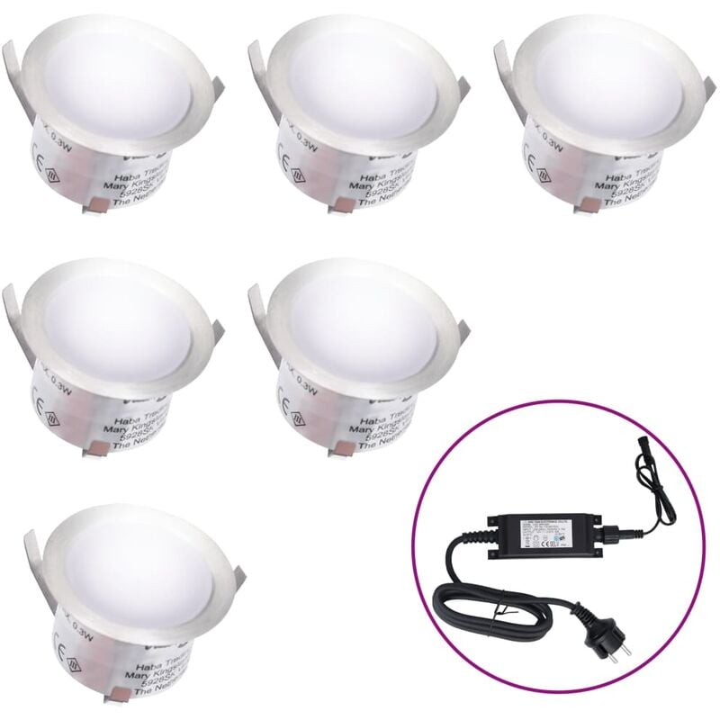 

Lámparas LED de suelo 6 unidades blanco frio