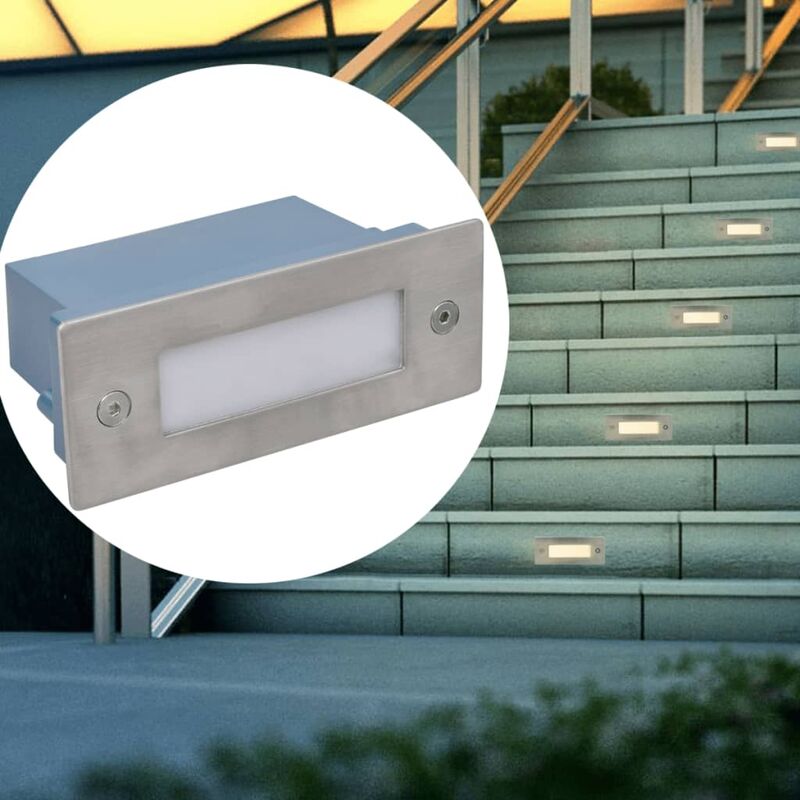 

Lámparas LED empotrables para escalera 12 unidades 44x111x56 mm