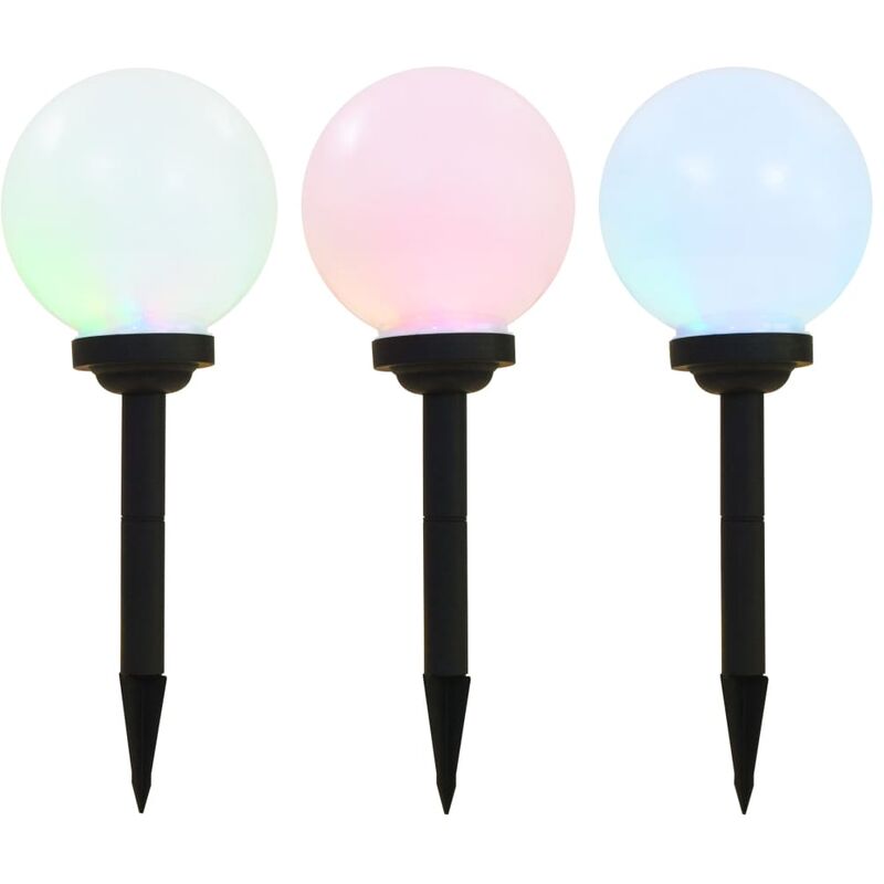 

Lámparas solares de exterior 3 unidades esféricas 20 cm RGB