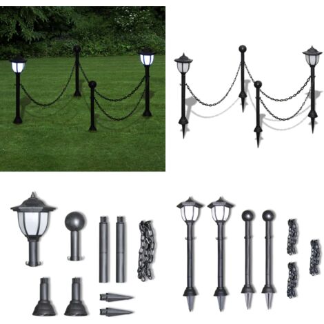 Lámparas solares de jardín con valla de cadena - Jardín - Valla de cadena