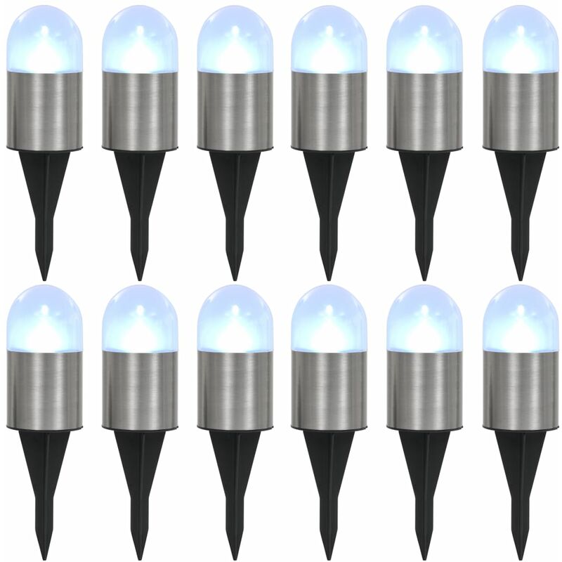 

Lamparas solares de suelo 12 uds luces LED blancas - Blanco