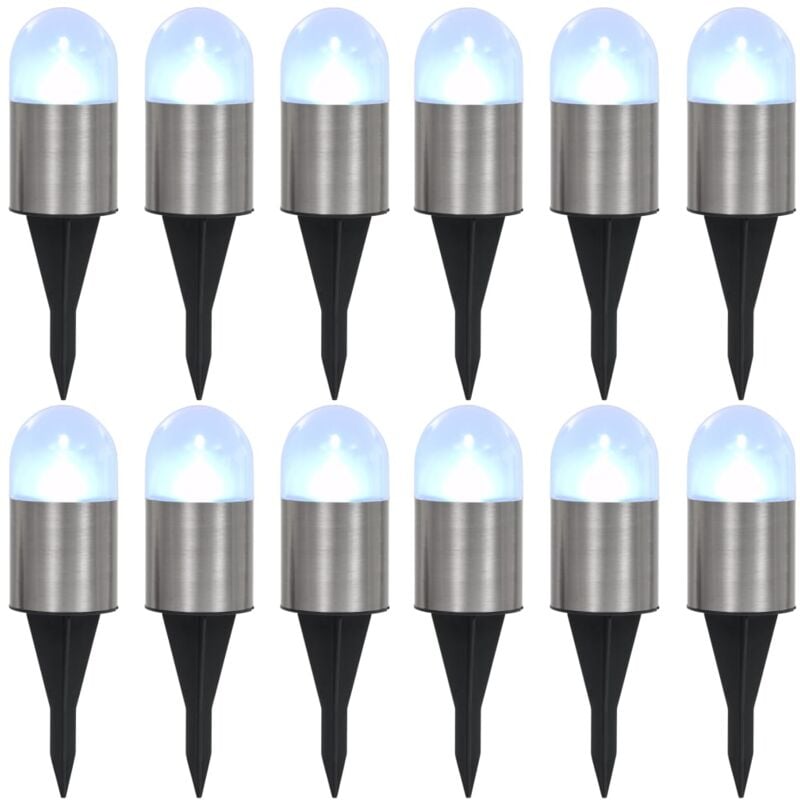 

Lamparas solares de suelo 12 uds luces LED blancas - Blanco - Vidaxl