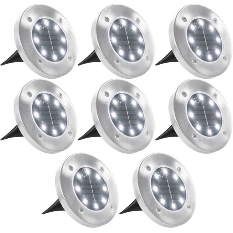 Lámparas solares de suelo 8 unidades luces LED blanco vidaXL546106