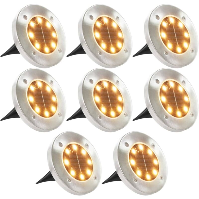 

Lámparas solares de suelo 8 uds luces LED blanco cálido - Blanco - Vidaxl