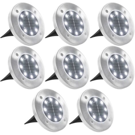 Lámparas solares de suelo 8 unidades luces LED blanco vidaXL