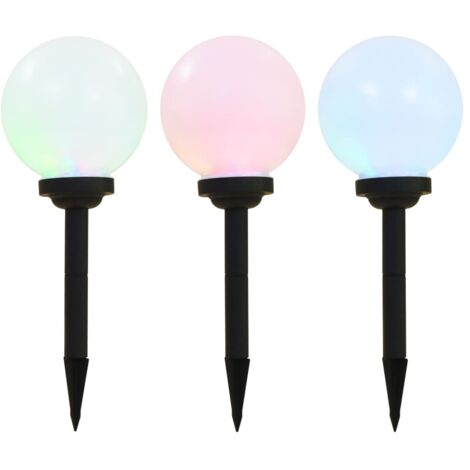 Lámparas solares esféricas de exterior 3 uds LED RGB 20 cm vidaXL