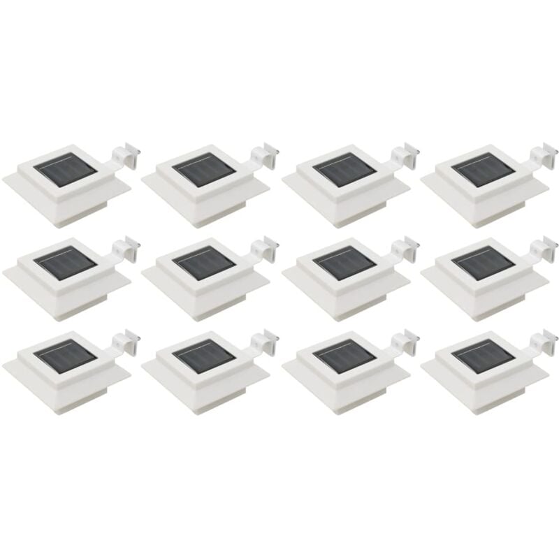 

Lámparas solares LED de exterior 12 uds. cuadradas 12 cm blanco - Blanco - Vidaxl