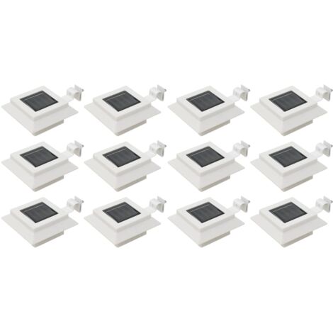 Lámparas solares LED de exterior 12 uds. cuadradas 12 cm blanco