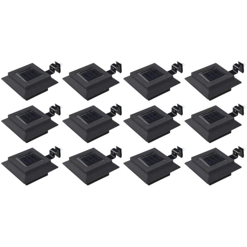 

Lámparas solares LED de exterior 12 uds. cuadradas 12 cm negro - Negro - Vidaxl