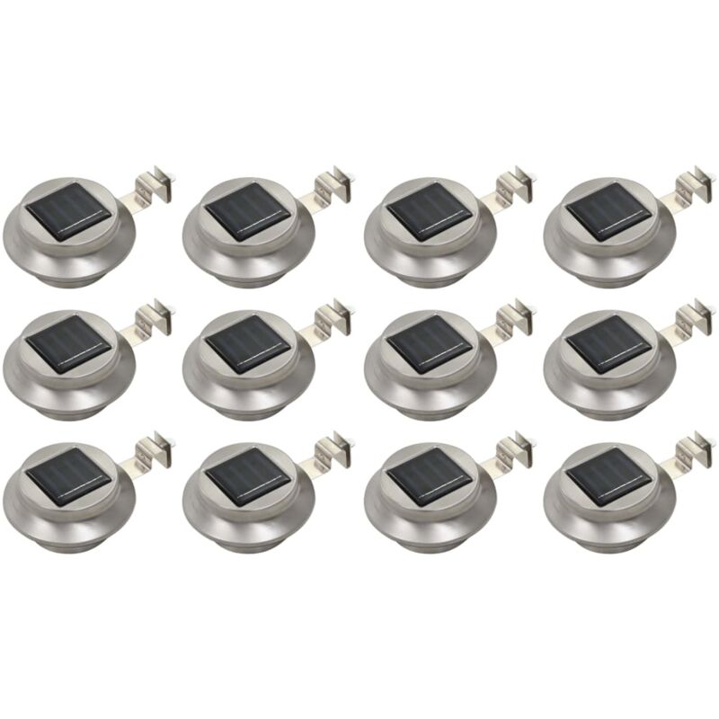 

vidaXL Lámparas solares LED de exterior 12 uds. redondas 12 cm blanco - Plateado