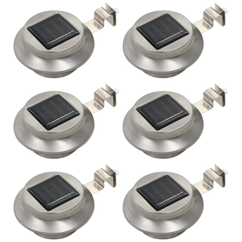 

Lámparas solares LED de exterior 6 uds redondas 12 cm blanco - Plateado - Vidaxl