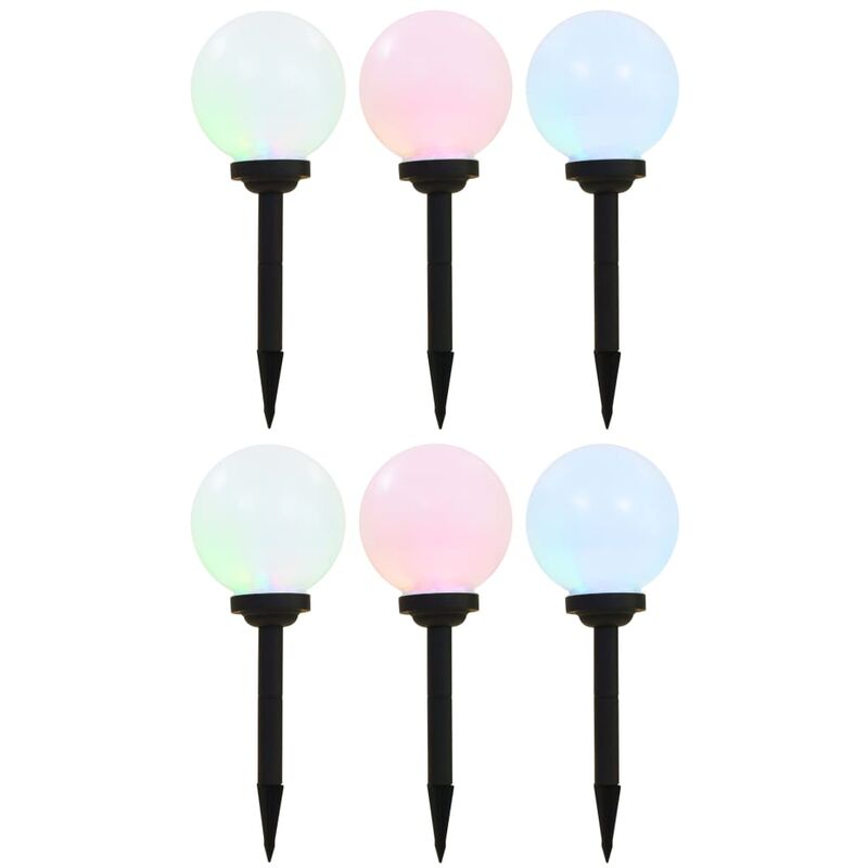 

Lámparas solares LED de exterior 6 unidades esféricas 20 cm RGB