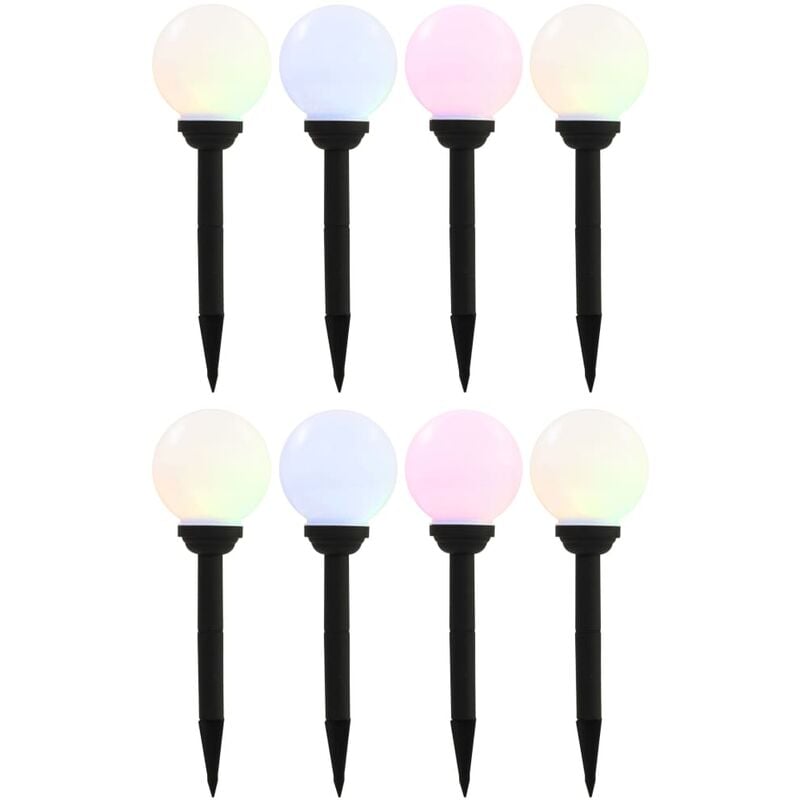 

Lámparas solares LED de exterior 8 unidades esféricas 15 cm RGB