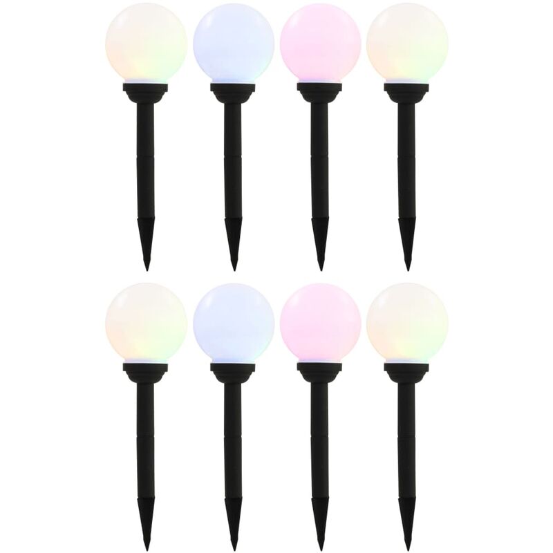 

Lámparas solares LED de exterior 8 unidades esféricas 15 cm RGB