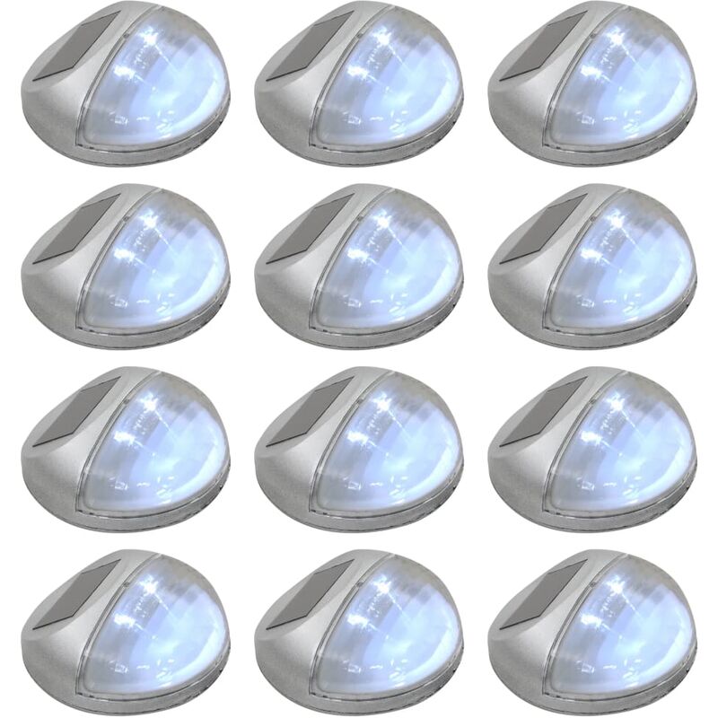 

Lámparas solares LED de pared exterior 12 uds redondas plateada