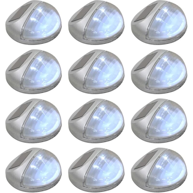 

Lámparas solares LED de pared exterior 12 uds redondas plateada - Plateado - Vidaxl