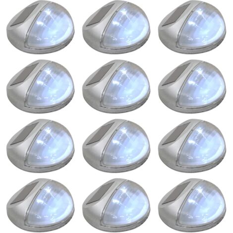 Lámparas solares LED de pared exterior 12 uds redondas plateada