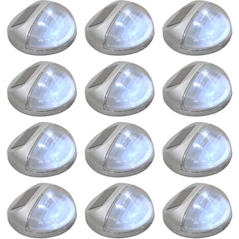 vidaXL 1/12/24x Lámparas Solares LED de Pared Exterior Redondas Negro/Plateado