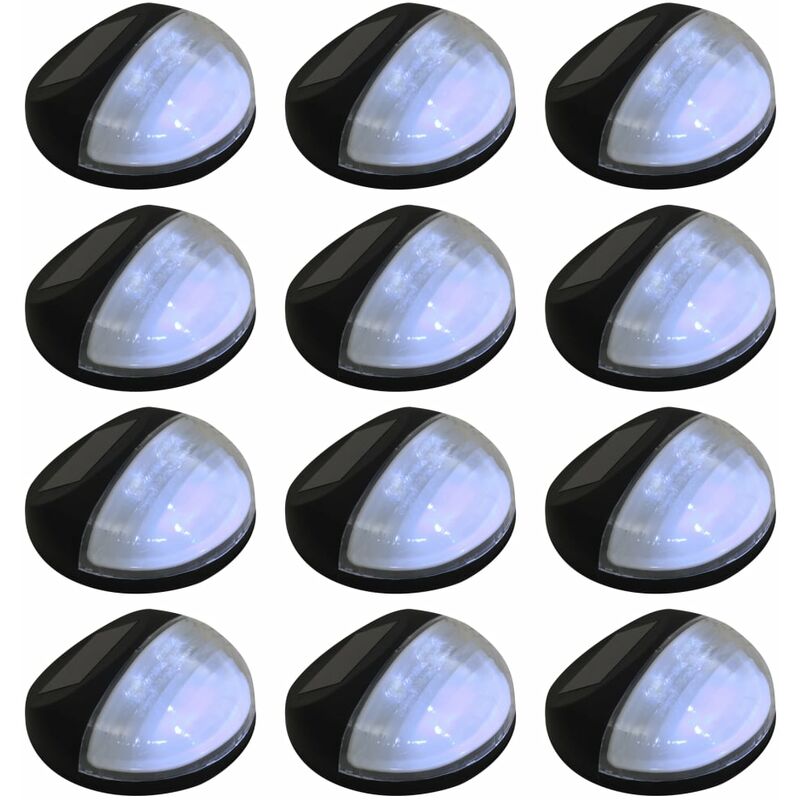 

Lámparas solares LED de pared exterior redonda 12 uds negro