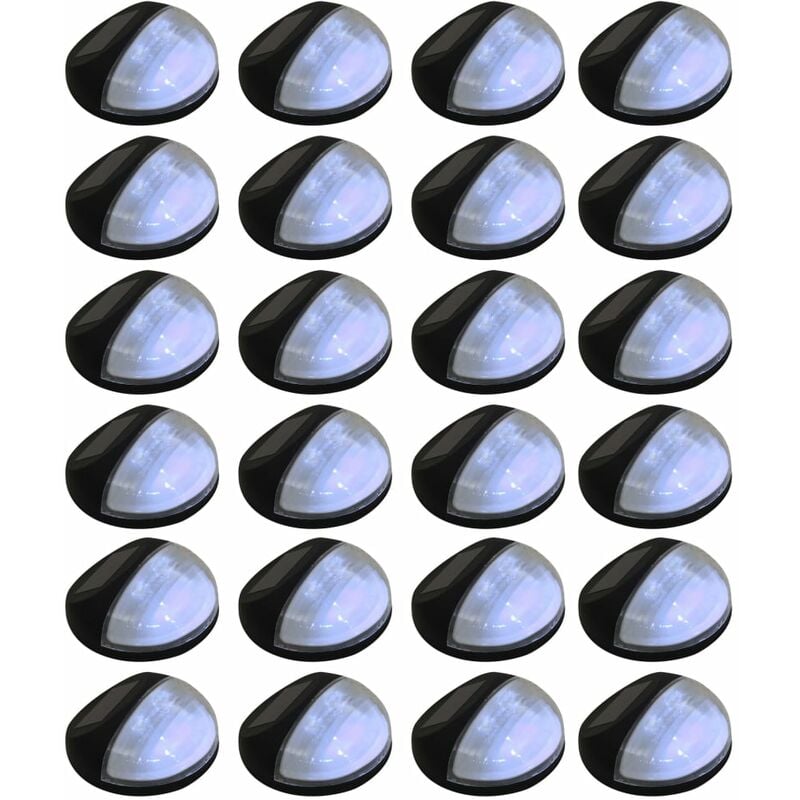 

Lámparas solares LED de pared exterior redondas 24 uds negras