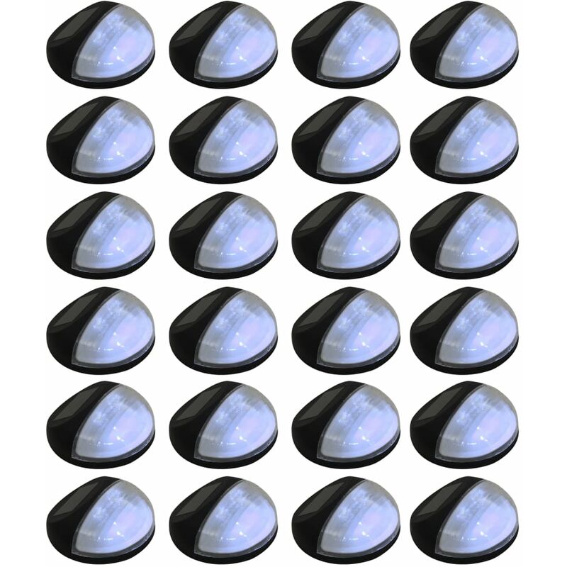 

Lámparas solares LED de pared exterior redondas 24 uds negras - Negro - Vidaxl