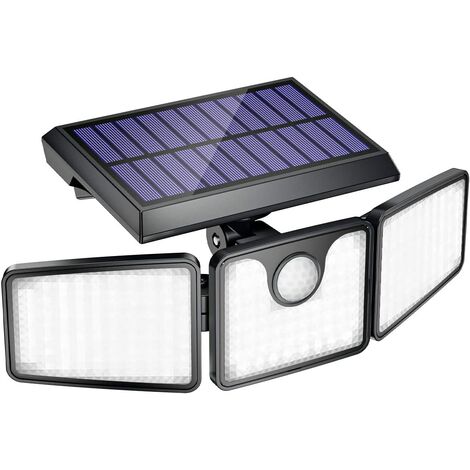 Lámparas solares para exteriores con sensor de movimiento, 230 luces solares LED para exteriores, foco solar LED giratorio de 270°, sensor de movimiento solar para exteriores IP65 de 2200 mAh para jar