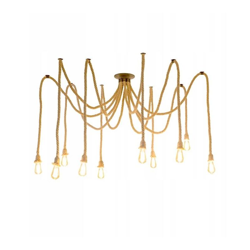 Toolight - lampe suspendue APP682-10CP brun corde spider E27 10-POINTS de lumière