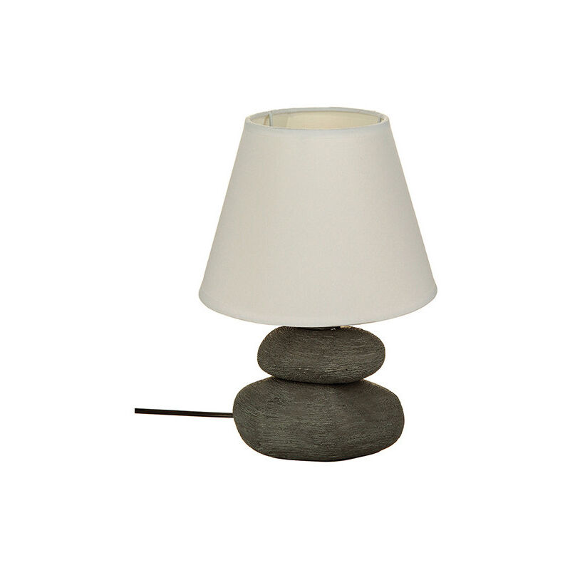 Lampe 3 galets en céramique à poser "Strie" - Gris/blanc - H 30 x D 16,5 cm - Livraison gratuite