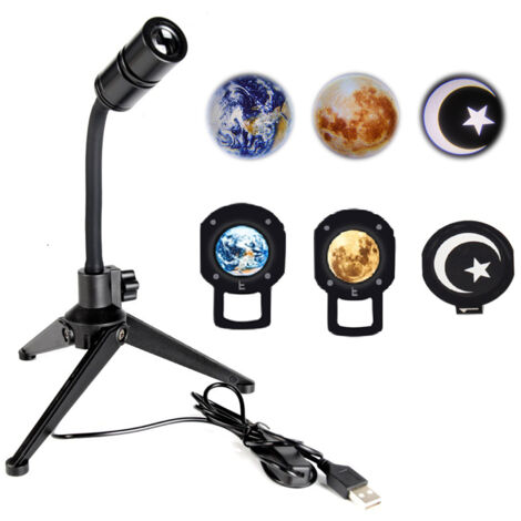 Lampe 3D Rotative Lune Terre, Projection LED 360° pour Décoration Nocturne et Arrière-plan Selfie
