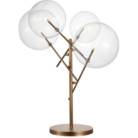 Lampe 4 boules métal verre doré