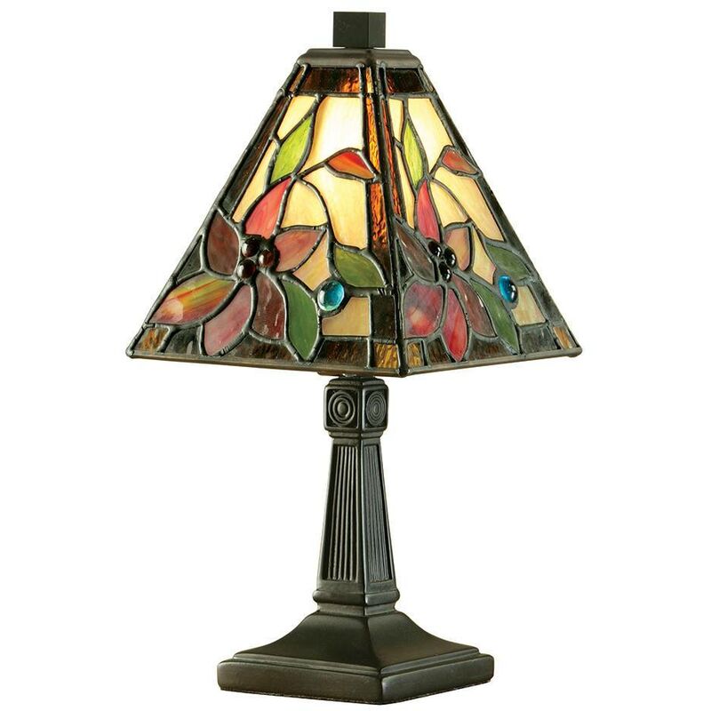 Interiors Lelani - Lampe de table à 1 lumière, bronze foncé, verre Tiffany, E14