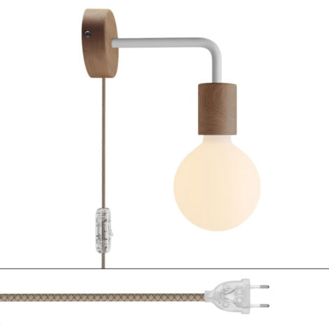 Lampe à abat-jour en bois avec extension incurvée