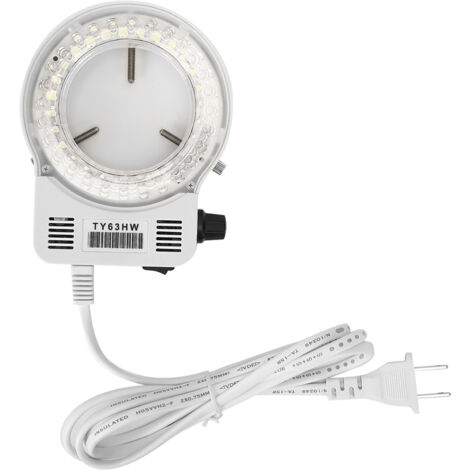 Lampe à anneau LED réglable pour microscope stéréo, source lumineuse avec variateur d'intensité et prise US (100-240V)