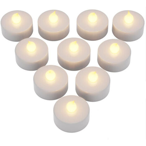 Lampe à bougie électronique LED, accessoires de décoration pour fêtes d'anniversaire - pile CR2032, 3V, 3.74cm, 10pcs