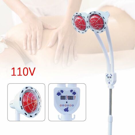 Lampe à chaleur infrarouge 275 W, lampe de thérapie à double tête, support de lampe infrarouge, lampe à chaleur réglable à 360° avec roulettes pour le massage en salon