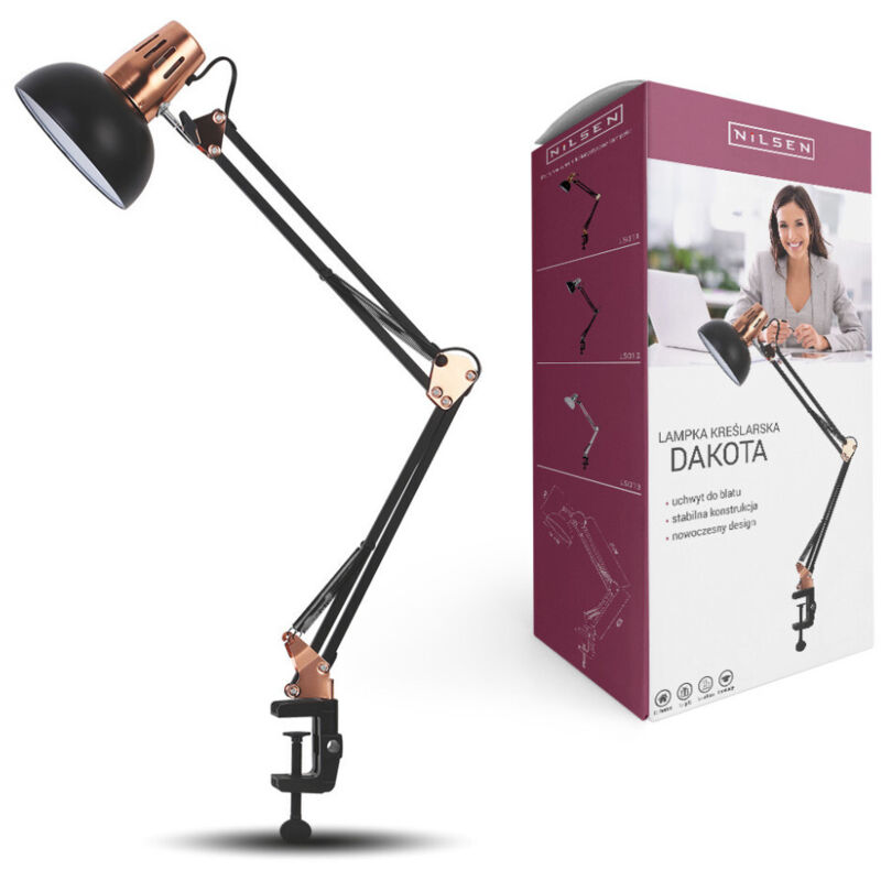 LAMPE À DESSIN E27 DAKOTA Noir Cuivre