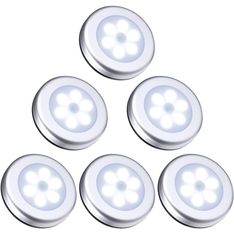 Lampe à détecteur de mouvement, lampe de placard, veilleuse 6 LED, éclairage automatique de fenêtre avec aimant intégré, alimentée par piles pour