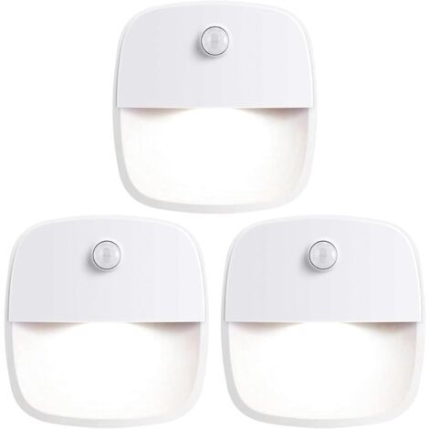 Lampe à détecteur de mouvement, lot de 3 veilleuses à détecteur de mouvement fonctionnant sur piles, pour une utilisation intérieure