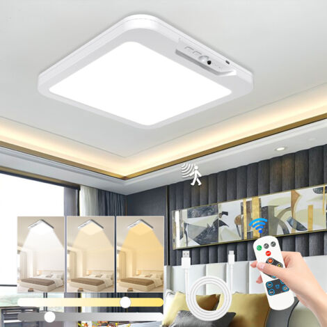 Lampe à détecteur de mouvement rechargeable, plafonnier sans fil, éclairage LED magnétique pour placard avec télécommande
3 températures de couleur