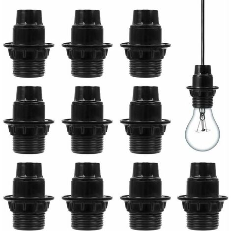 Lampe à Douille, 10 Pcs E14 Douilles Lampes Conviennent aux Ampoules à Vis E14 et aux Lampes à Économie d'énergie à vis, Lampe Douille en Plastique a une Bonne Conductivité Électrique (Noir)