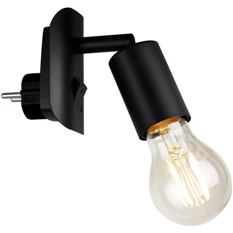 Lampe à fiche BRILONER LEUCHTEN BATITA, 25 W, IP20, noir, métal, excl. 1x E27, 9,5 x 6,7 x 7,8 cm