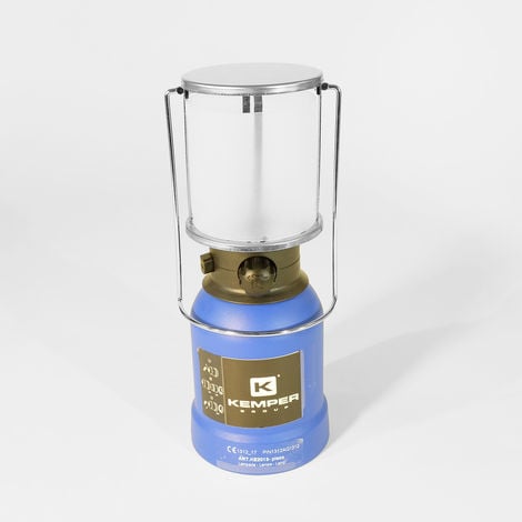 Lampe à gaz Kemper coque ABS - Lampe de camping à gaz avec 4 cartouches de gaz - Lampe de camping pour cartouche gaz 190g