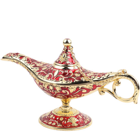 Lampe à huile décorative style conte de fées - Bouilloire rétro en métal pour décoration intérieure