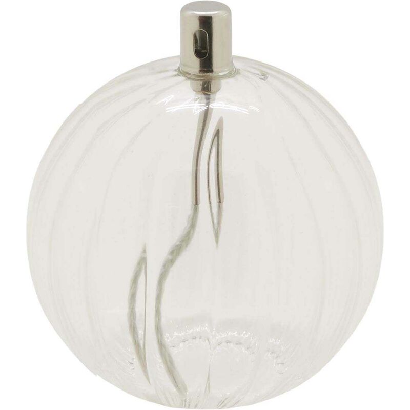 Bazardeluxe - Lampe à huile en verre strié Sphere 11 x 12 cm
